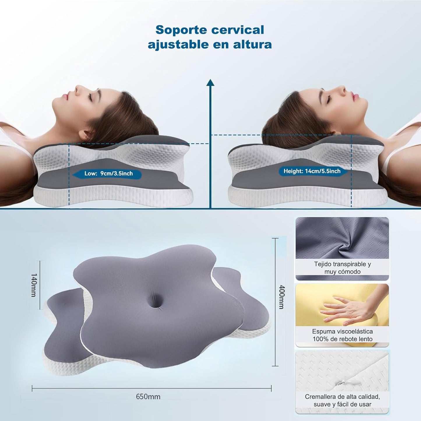 Almohada cervical ergonómica memory foam – descanso cómodo y mejor soporte para el cuello