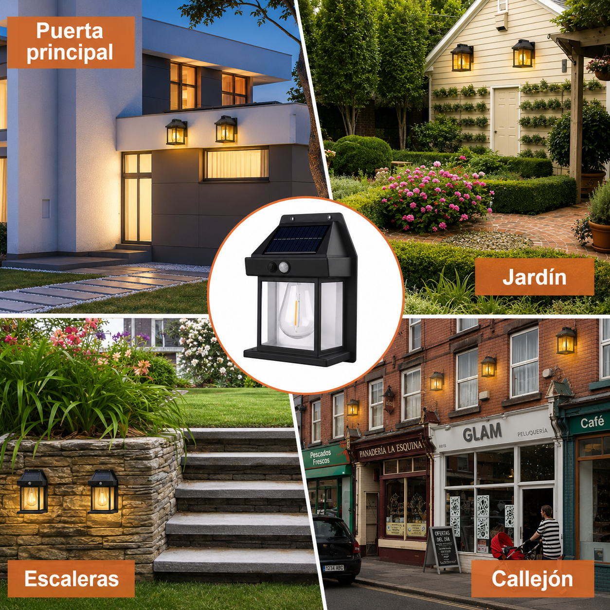 Lámpara solar exterior con sensor de movimiento – iluminación automática y ahorro de energía