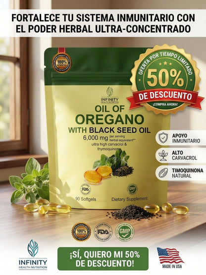 Aceite de orégano + black seed oil 6000mg – apoyo natural para el bienestar (90 cápsulas)