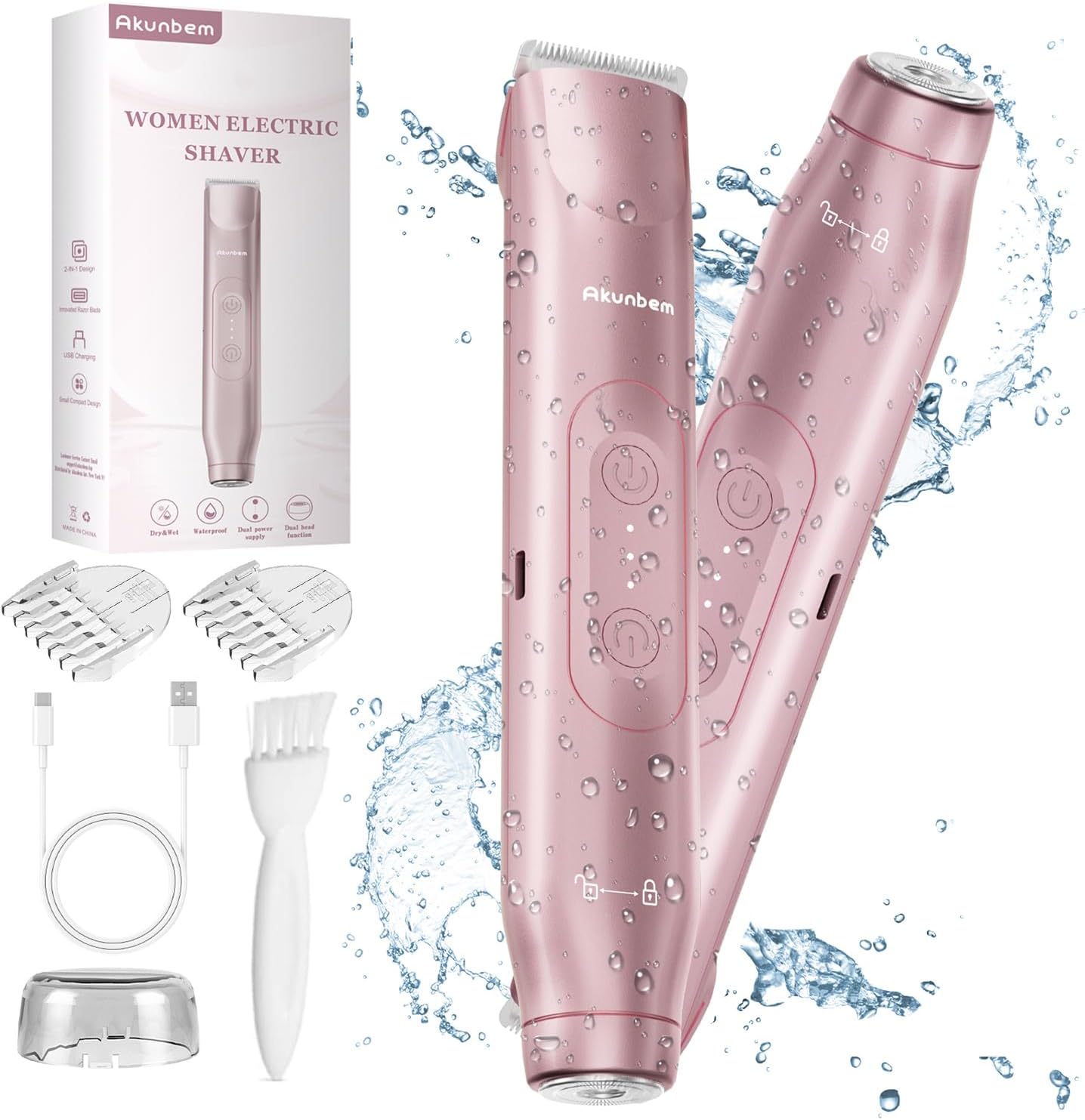 Akunbem Rasuradora Eléctrica para Mujer para Bikini, Axilas y Piernas