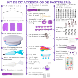 Kit pastelero profesional para el hogar 137 piezas – crea postres y decoraciones increíbles fácilmen